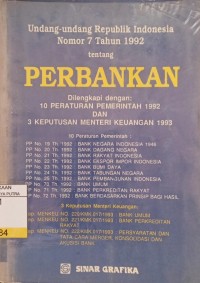 Undang - Undang Republik Indonesia Nomor 7 Tahun 1992 Tentang Perbankan